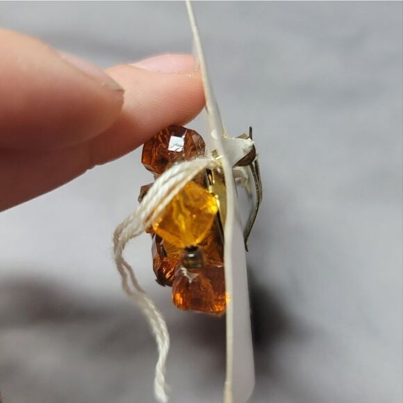 Vintage 1950's Amber beaded clip-on earrings from West Germany - Picture 10 of 11